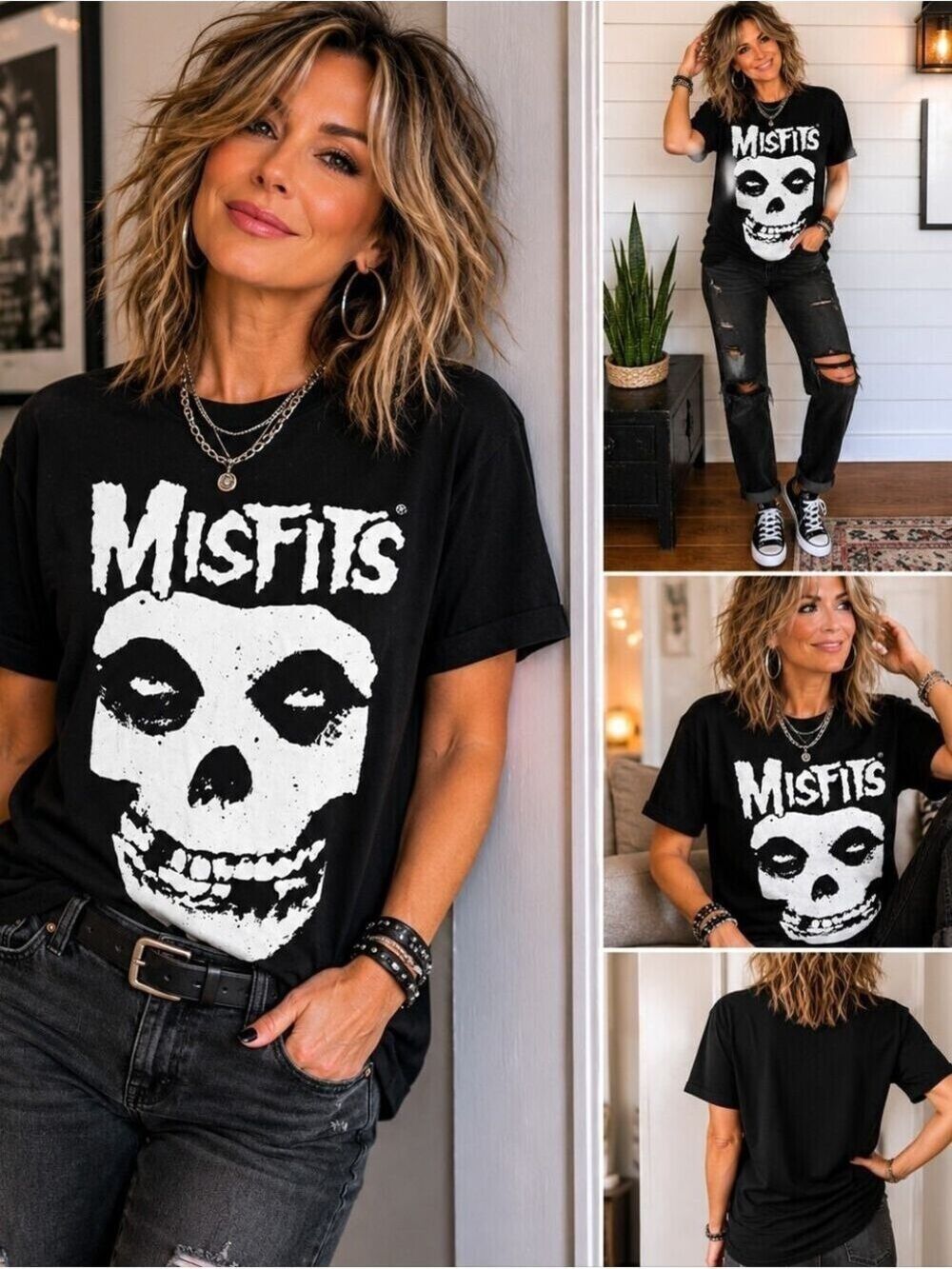 Misfits Skull Graphic Band T-Shirt Black Size Large 100% Cotton NWT - Picture 3 of 6
